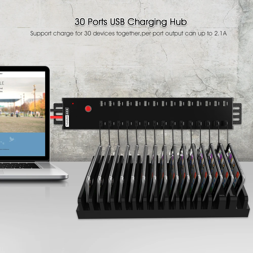 Sipolar industrial grade 30 портов usb powered data and charger hub 2.1A Быстрая зарядка станций для шт