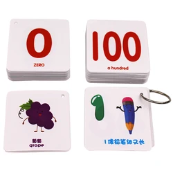 Novo número de cartões de aprendizagem pré escolar bebês de 0 100 cartões com textura de 105 graus com imagem de alfabeto/inglês