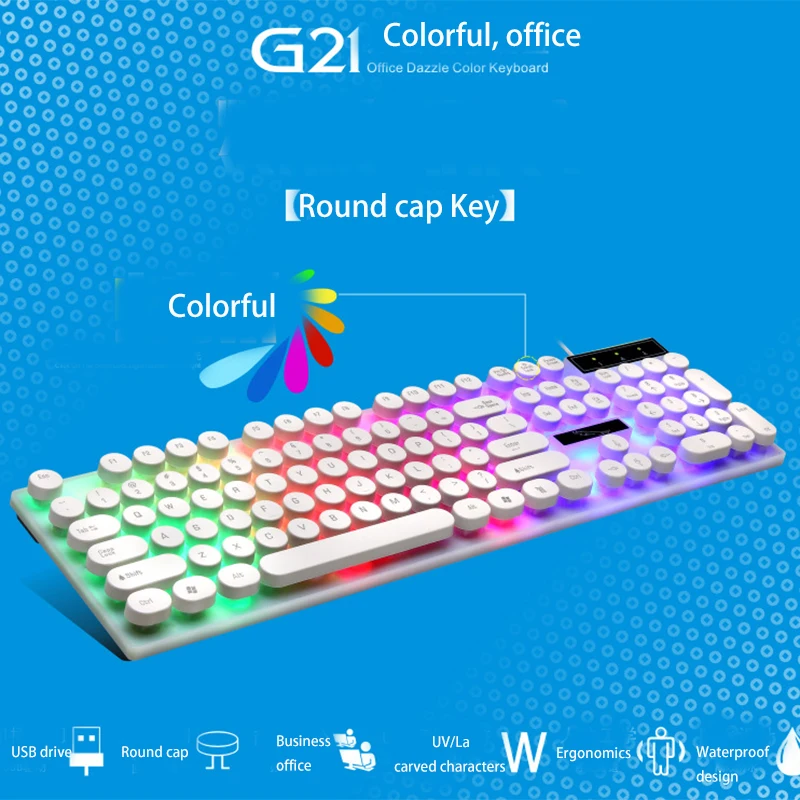 cheap Mechanical Gaming Keyboard with LED Backlit,104 Key Vintage Typewriter Steampunk USB Wried Round Cap Key Keyboard For PC,Latop