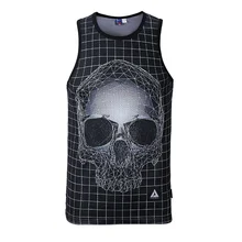 Летние топы на бретелях с 3D принтом череп собака пистолет дизайнерский жилет сетка дышащая Базовая рубашка Бодибилдинг Фитнес для мужчин и женщин нижнее белье