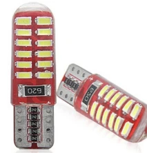 

100X High quality silicone Car LED Light T10 LED W5W 24SMD 3014 168 Wedge Door Instrument Side Bulb Lamp DC 12V Free shipping