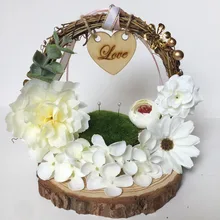 День рождения украшения персонализированные деревенский цветок пользовательские деревянные кольца коробка обручальное кольцо Подушка