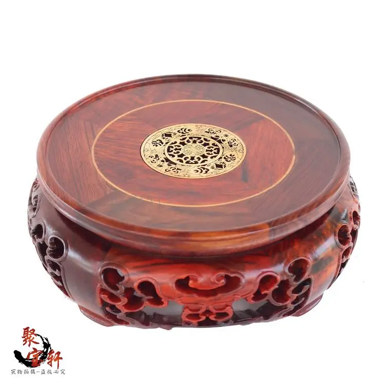 Special rosewood carving rosewood carving handicraft circular base of real wood of Buddha stone vases, furnishing articles Special rosewood carving rosewood carving handicraft circular base of real wood of Buddha stone vases, furnishing articles