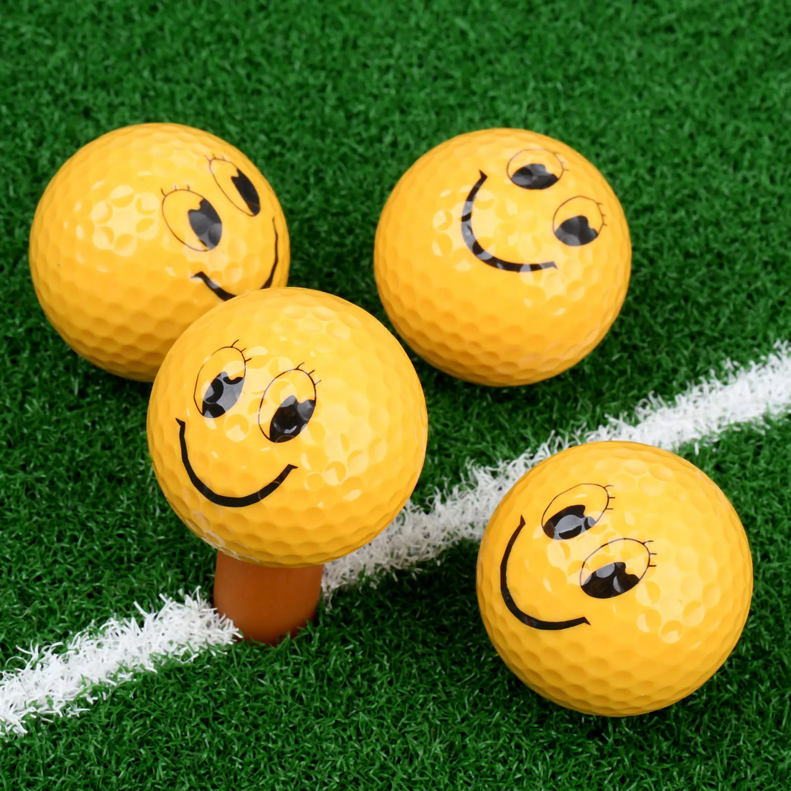 4 قطعة مشرق اللون ابتسامة الوجه نمط ممارسة الغولف كرات مطاط صناعي كرات الجولف هدية ألعاب الغولف الكرة اعب غولف اكسسوارات 42.7 مللي متر
