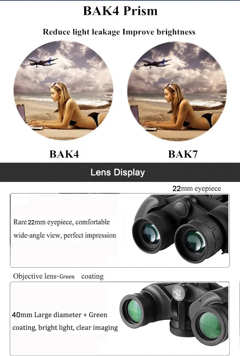 Esportes ao ar hd à Prova Alta Vezes Dwaterproof Água Portátil Binóculos Telescópio Caça Visão Clara Turismo Livre Ocular Fmc 8x40 10 Telescópio e binóculos