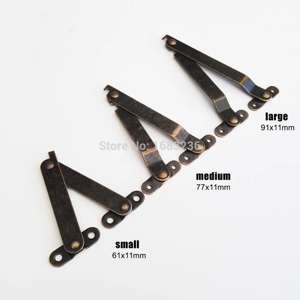 6pcs Antique brass Bronze Jewelry Chest Wooden Box Lid Top Support