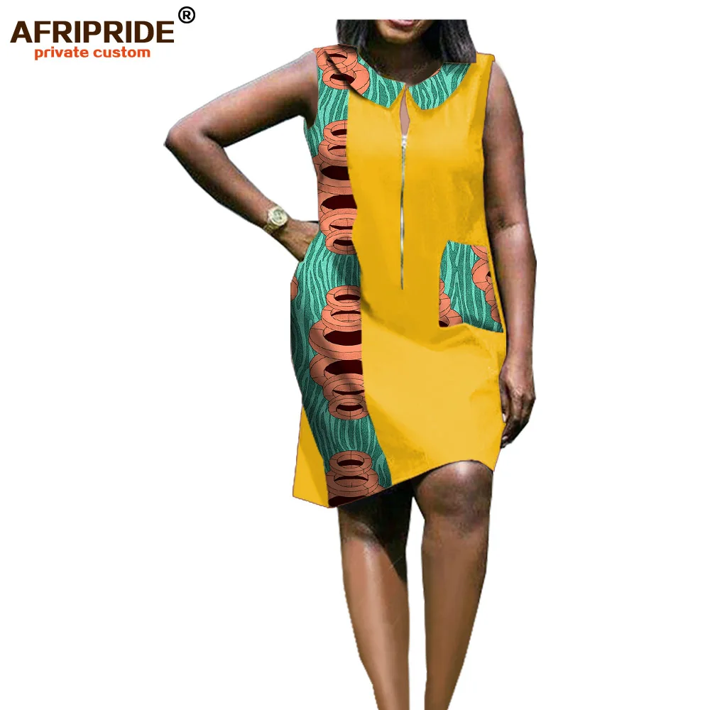 

2019 African Dresses for Women Sleeveless Summer Casual Dress African Printed Bazin Riche Elegant Dress Party AFRIPRIDE A1825009