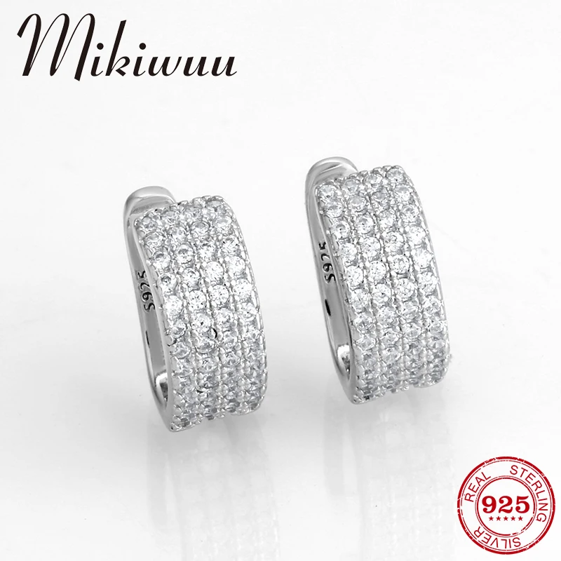 

New 100% 925 Sterling Silver Glistening Clear CZ for Women gift Fashion Stud Earrings luxury Party Jewelry