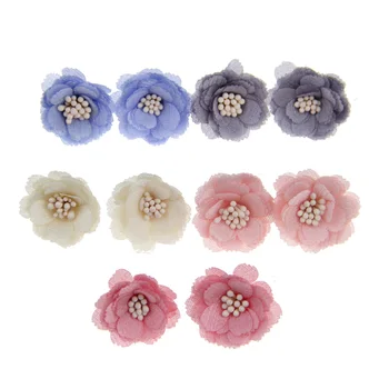 

Wholesale 50PCs/Lot 33MM Fabric Chiffon Flowers Craft Floral Button Patch Sticker Ornament Accessories Button Patch Sticker