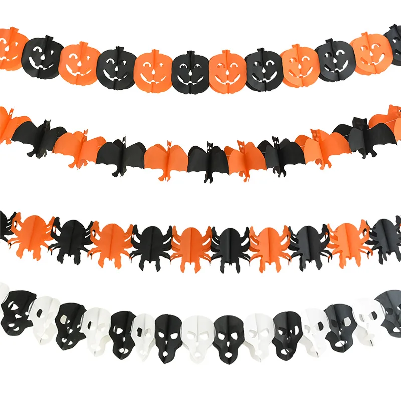 Halloween Banner Bunting Garland Spider Web Haunted House Home Party Decor 