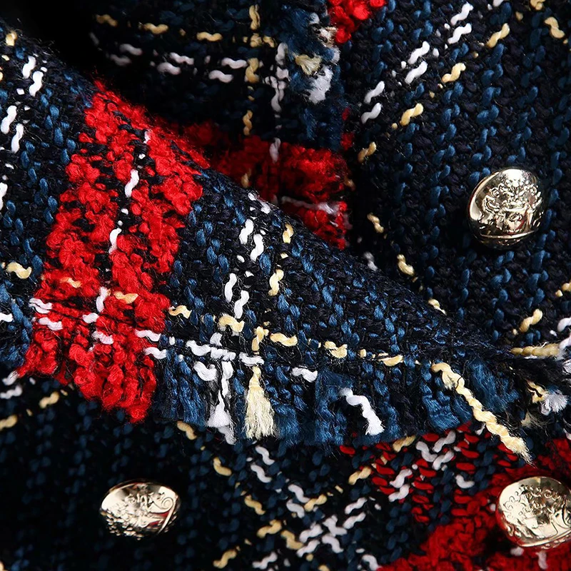 Blazer mujer 2019 Fashion Tweed Knitted Plaid Jackets Coats Ladies Elegant Single Breasted Blazer Outerwear jacket women blazers