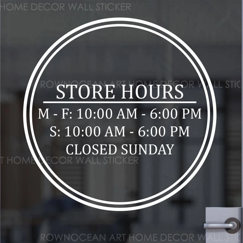 

Custom Business Open Hour Sign Round Circle Design Vinyl Decal For Office Shop Salon Restaurant Studio Store Hours Sticker SL39