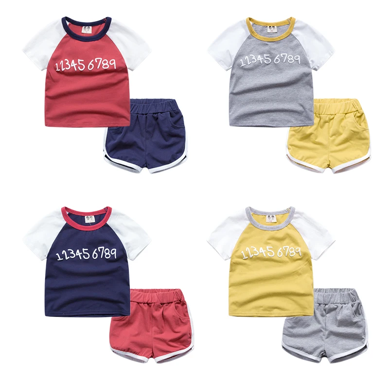 

The boy summer short suit 2017 summer new Korean children baby T-shirt two piece t-shirt t-shirt