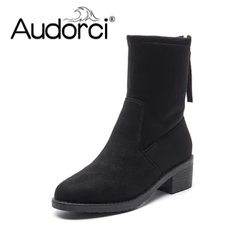 

Audorci 2018 Autumn Fashion Women Boots Woman Winter Keep Warm Boot Female Outdoor Casual Shoes Plus Size 34-43 With Fur