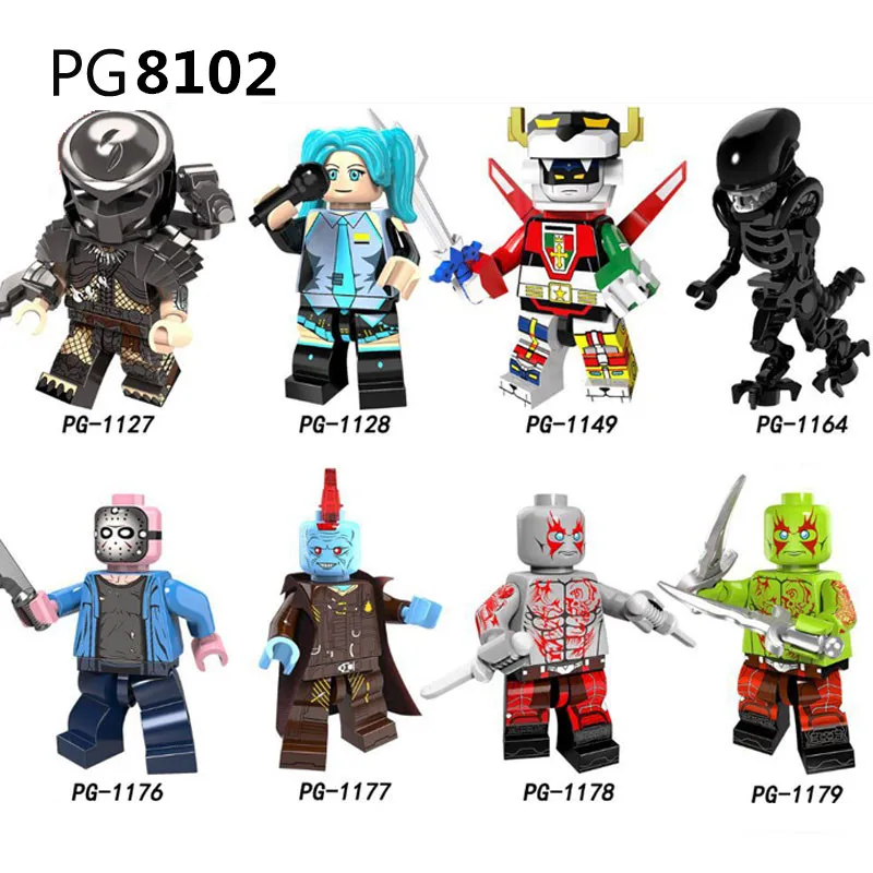 

Movie Voltron Predator Figure Jason Voorhees Yondu Hatsune Miku Alien Set Building Blocks Bricks Gift Toys PG8102