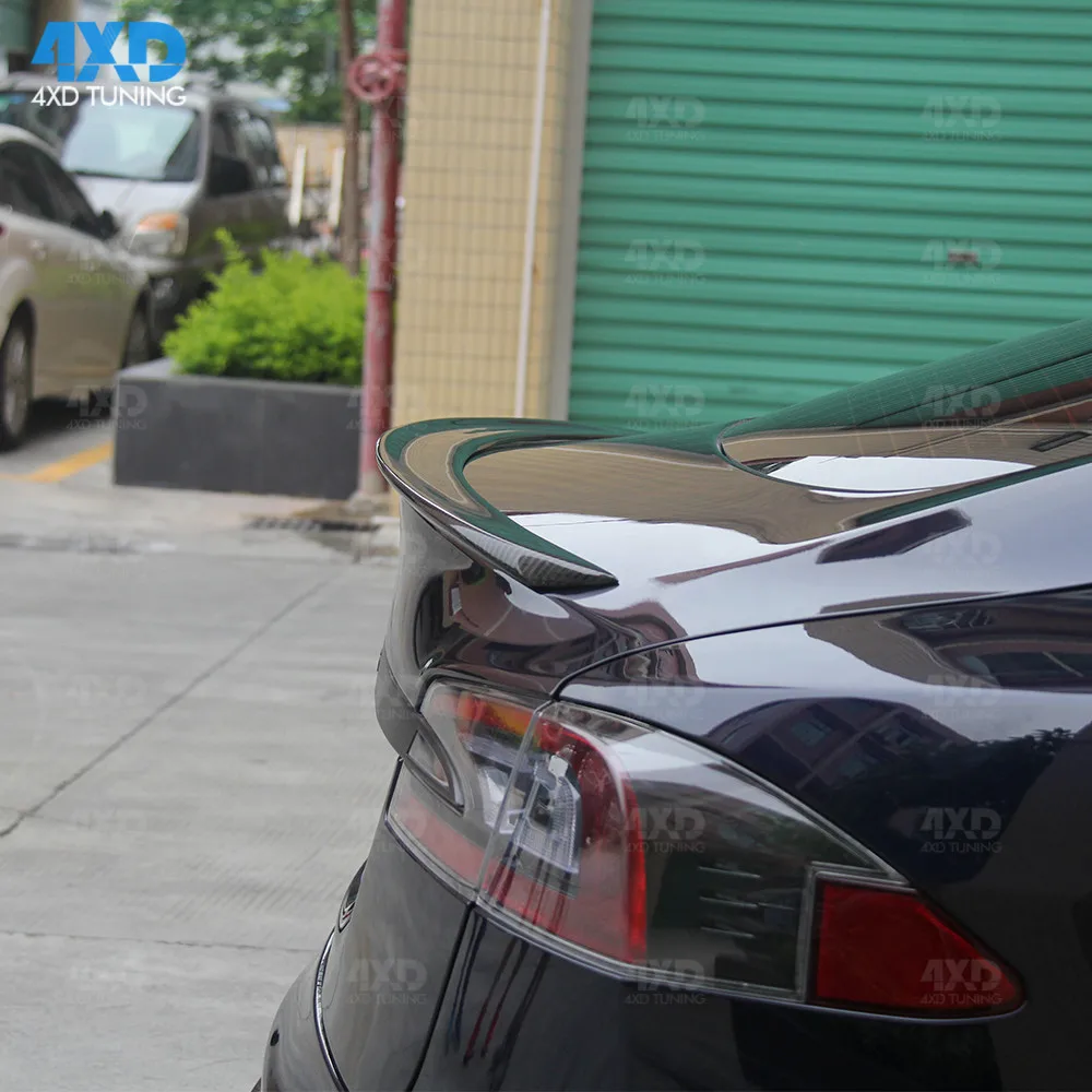 Carbon Spoiler Gloss Black Finish For Tesla Model S Sedan Rear Bumper Trunk Lip Spoiler Wing 2012 2013 2014 2015 +