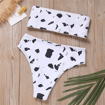 Mujer Cow Print or Checkered High Waisted Bikini 5