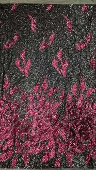 

5yards/lot nigerian embroidery lace with sequins french african lace fabric sat-71505 for bridal dress