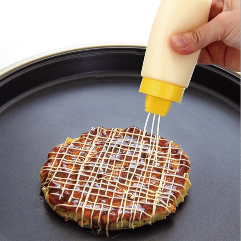

New silicone 4 hole salad ketchup sauce bottle squeeze dispenser cruet seasoning container kitchen accessories cooking tool