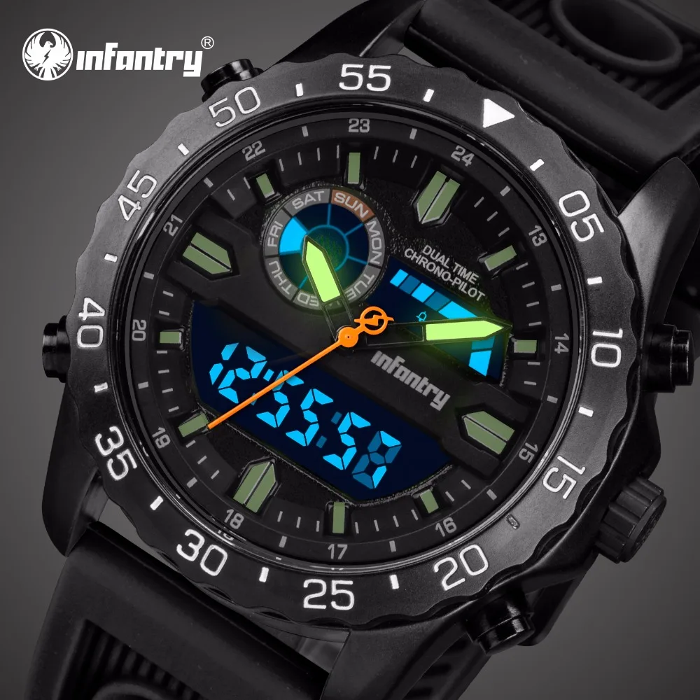 

INFANTRY Mens Watches Top Brand Analog Digital Watch Men Military Luminous Army Aviator Black Watches for Men Relogio Masculino