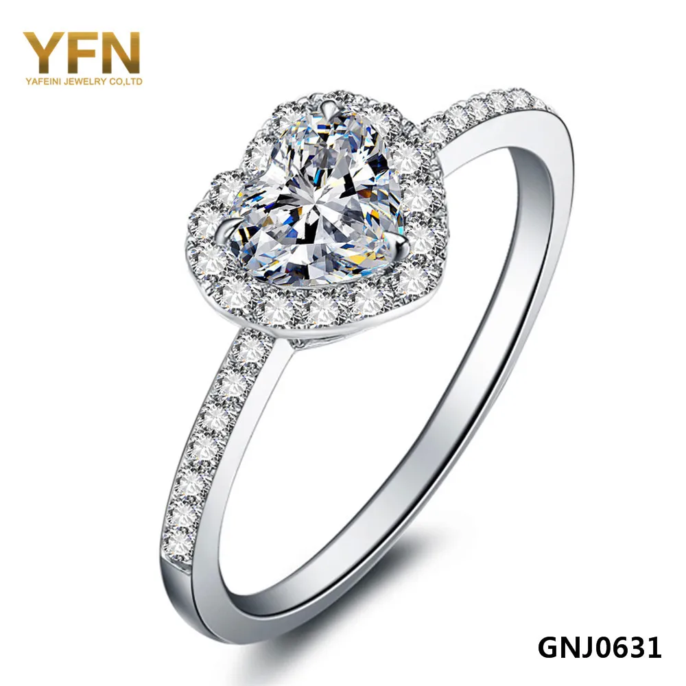 

Sweet Love Romantic 925 Sterling Silver Heart Shape Wedding Rings for Women Nice Crystal Engagement Rings GNJ0631