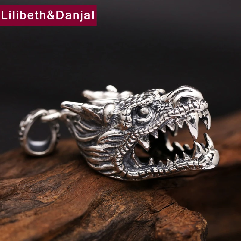 Men Necklace Pendant Pure 925 Sterling Silver Fine Jewelry Vintage Punk Rock Dragon Gift Wholesale 2024 New In Free Shipping P4