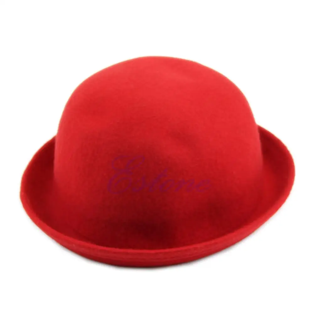 Винтаж Vogue Дамы Женщины Мужчины унисекс Винтаж Шерсть шляпа Боулер Дерби шляпа Кепка - Цвет: Red