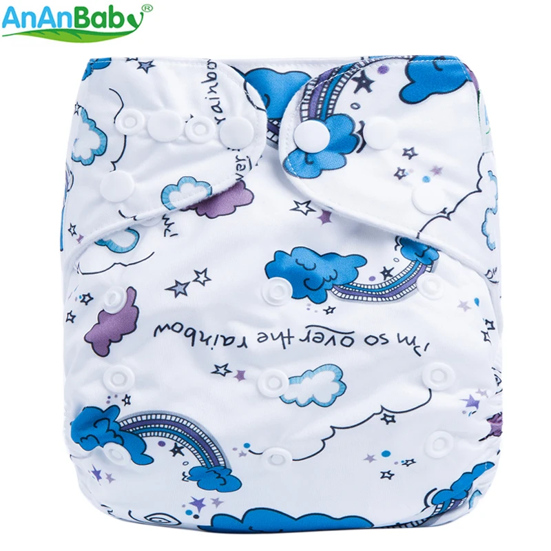 Ananbaby один размер подходит всем тканевый подгузник многоразовый Регулируемая ребенка подгузник с 1 pc микрофибры Вставка