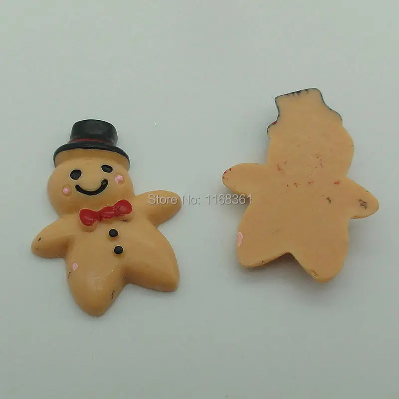1pcs/lot resin flatback black hat Gingerbread Man 30mm Cabochons Scrapbooking Hair Bow Center DIY Christmas decration C109-2