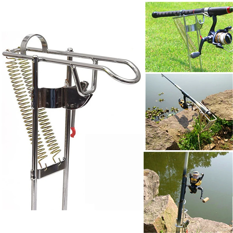

Bobing Hot Item Auto Adjustable Fishing Rod Holder Double Spring Max Tension 50kg Fishing Bracket Rod Pole Ground Inserted Tools