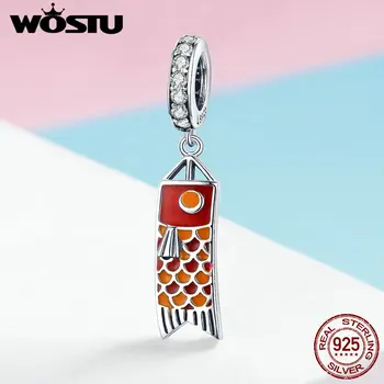 

WOSTU New 925 Sterling Silver Charms Japan Koinobori Carp Flags Beads Fit Bracelet Bangles For Women Cute Silver Jewelry FIC1085