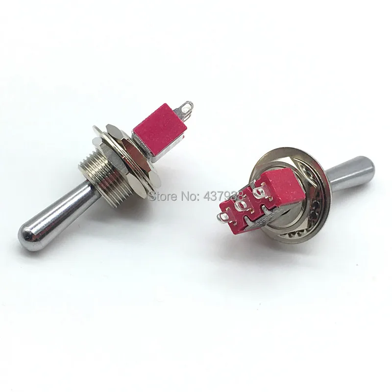 2PC 12mm DPDT 6Pin 3Position on off on Maintained Mini Toggle Switch Large Long Handle 3A 250VAC/5A 125VAC