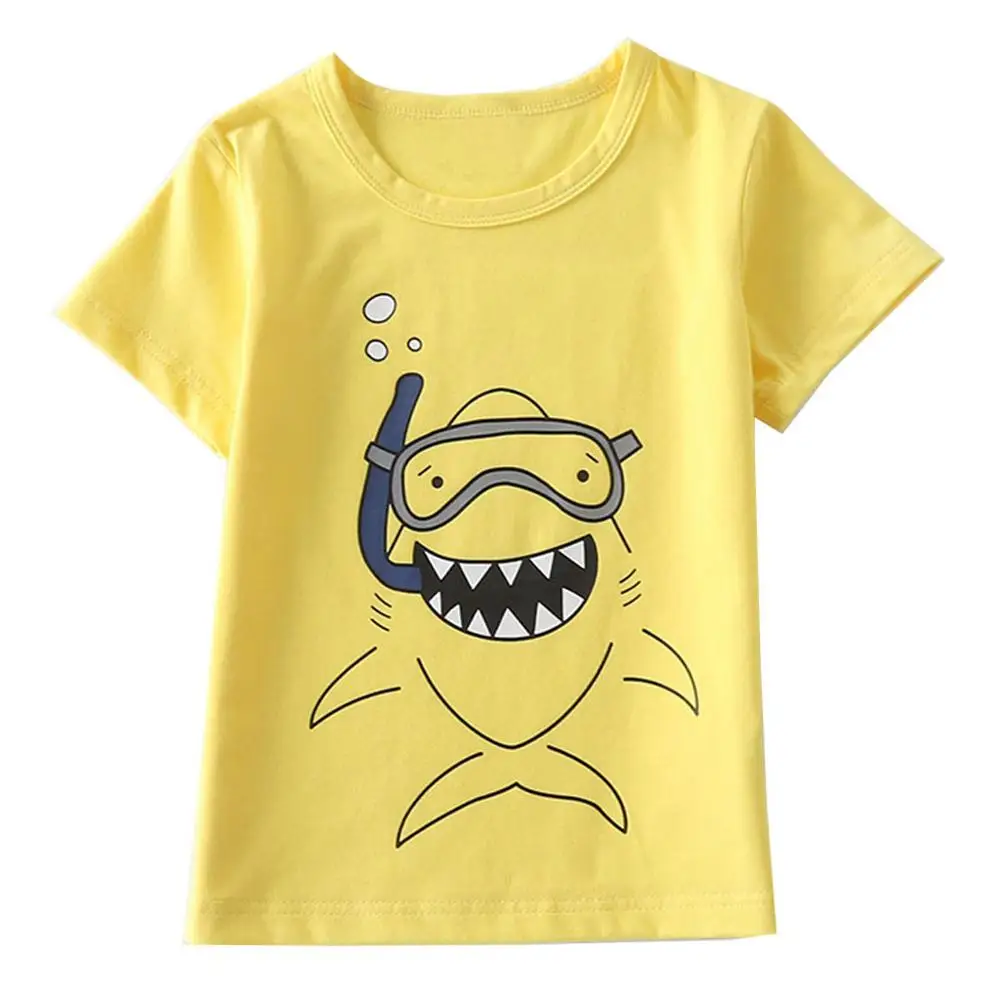 2019 Новое поступление, одежда для маленьких мальчиков и девочек топы с короткими рукавами и рисунком, футболка, блузка