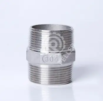 

304 Stainless Steel Hex Nipple, Male x Male BSPT Thread, Choose Pipe Size 1/8" 1/4" 3/8" 1/2" 3/4"- Pipe Fitting