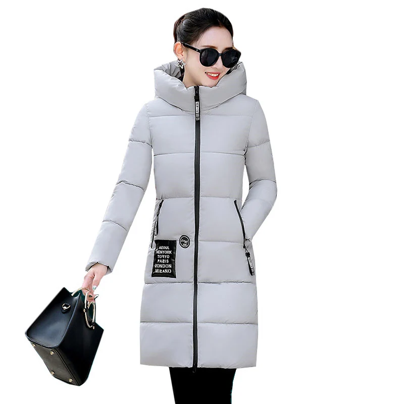 2019 NEW Winter Jacket Women Hooded Warm Cotton Coat Padded Female Slim Long Jacket Women Parka Outwear Plus Size Ladies Coat
