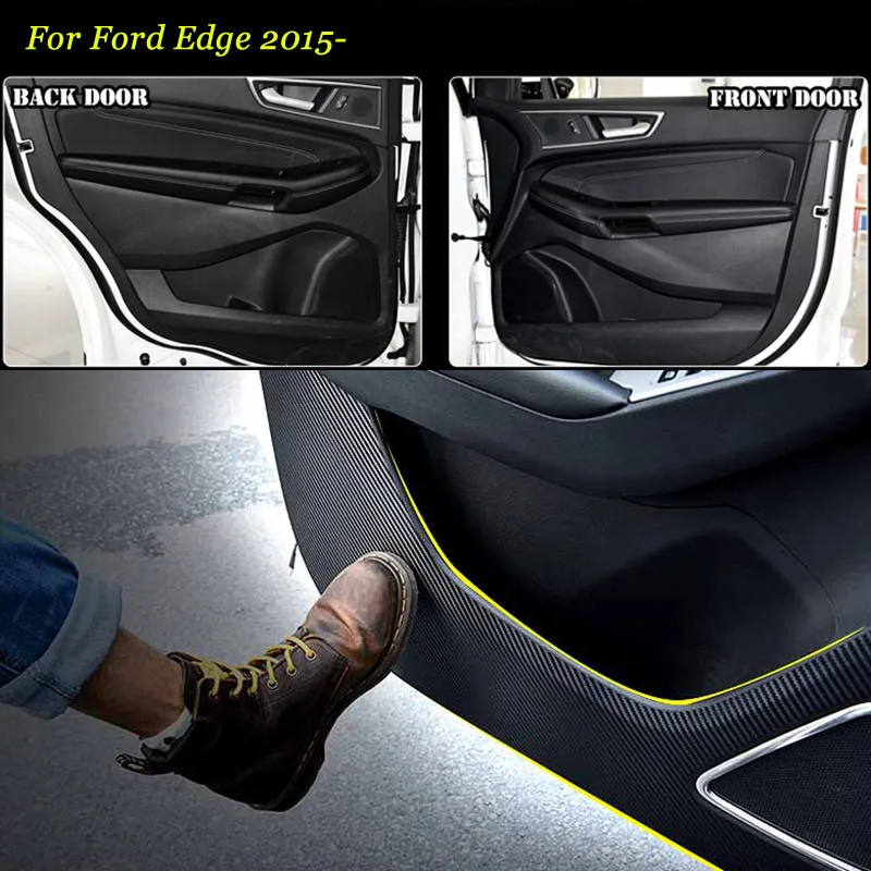

4pcs New Interior Carbon Fiber Doors Side Edge Anti-kick Protection Pad Sticker For Ford Edge 2015