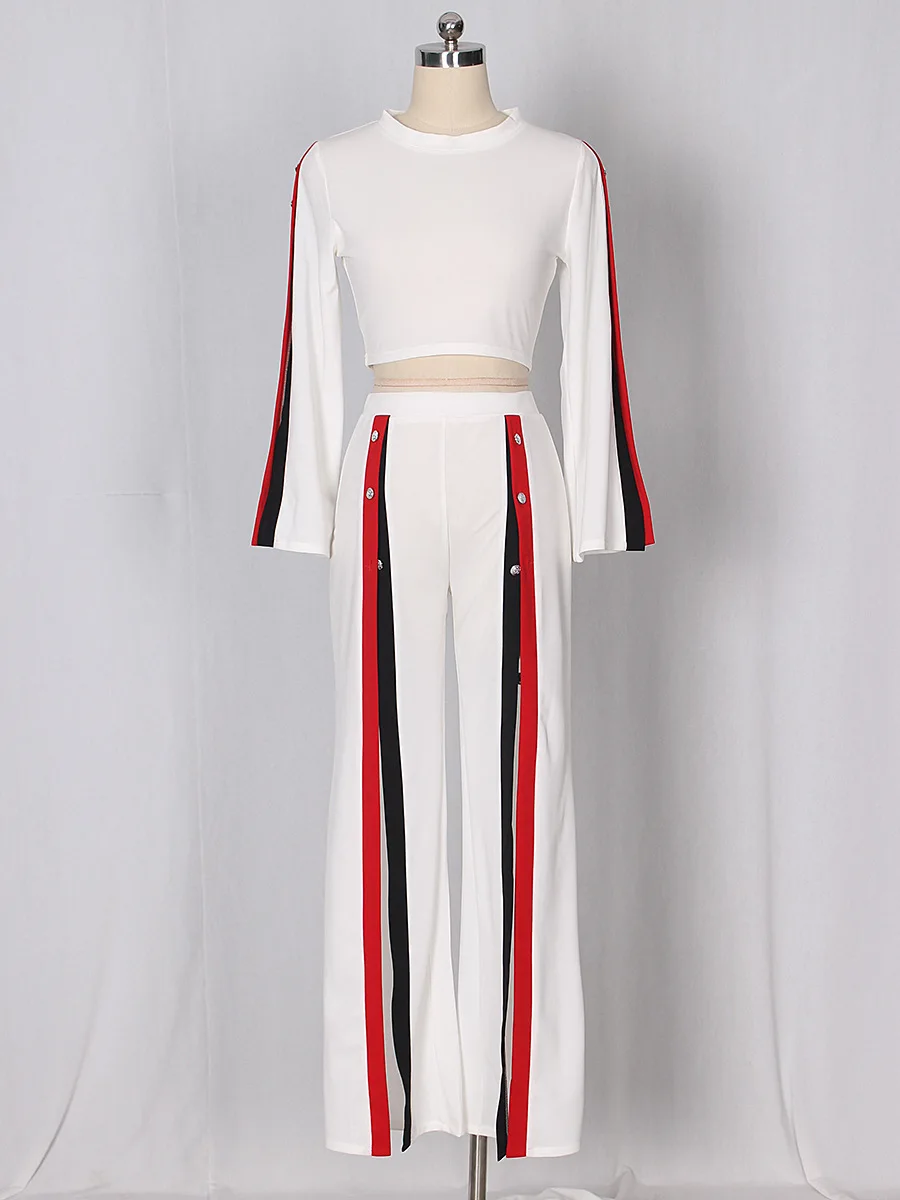 O Neck Penuh Lengan Tinggi Slit Tombol Desain Baju Olahraga Pakaian