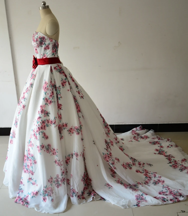 Real Photo Ball Gown Wedding Dresses Gowns Newest 2017 Rose Floral