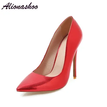 

Alionashoo Plus Size 34-48 Women Sexy High Heel Shoes Party Shoes Pumps Pointed Toe 12cm Thin High Heels Club Shoes For Ladies