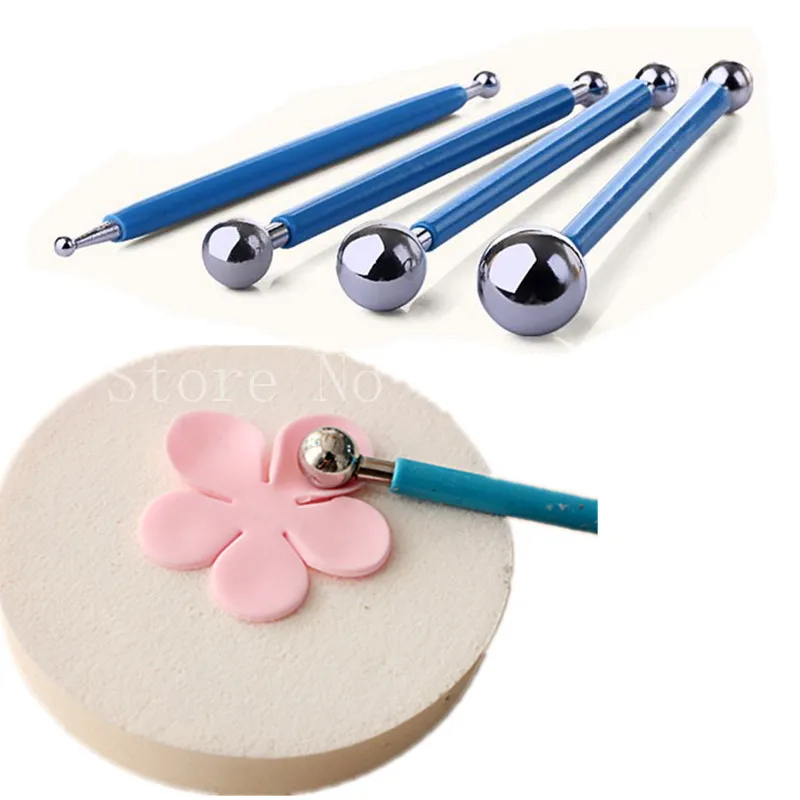 4PCS/Lot Fondant Press Tools Stainless Steel Cake Chocolate Ball Shape