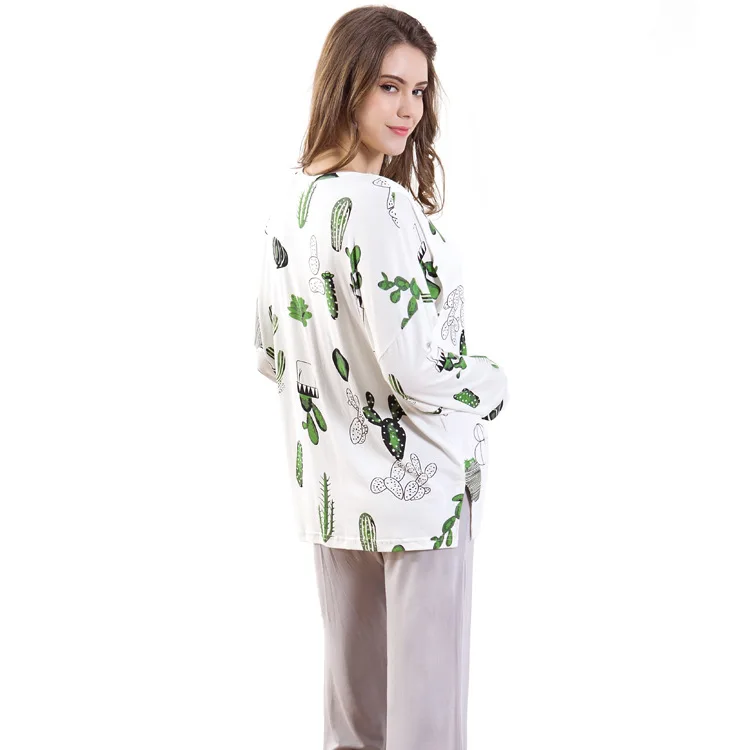 Pyjama pour femmes enceintes | Imprimé Cactus, grande taille, ensemble de maternité, vêtements de nuit d'allaitement, grossesse, nouvelle collection