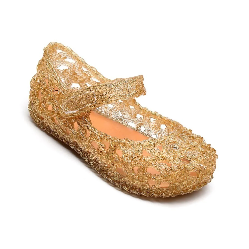 Mini Melissa Campana/Новинка года; пластиковые сандалии для девочек; сандалии принцессы для девочек; нескользящая детская пляжная обувь для маленьких девочек - Цвет: Gold