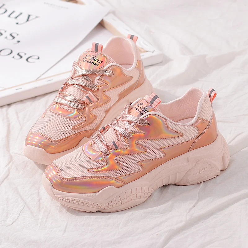 

Pink Daddy Shoes Women Sneakers Women Shoes Spring New Korean Harajuku Thick Bottom Lace Up Womens Shoes Woman Zapatos De Mujer