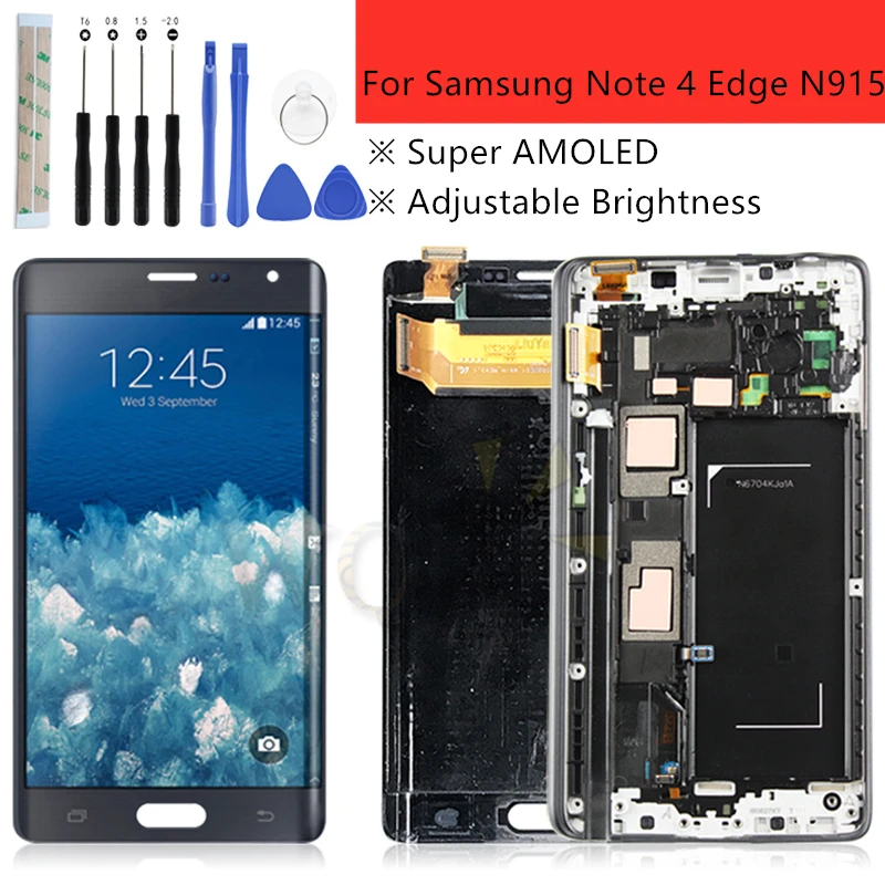 

SUPER AMOLED For SAMSUNG Galaxy Note 4 Edge lcd N915 N915FD N915F LCD touch screen Digitizer Assembly with Framerepair parts