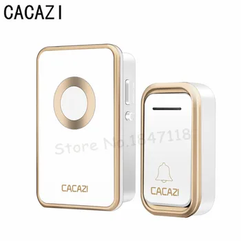 

CACAZI 2017 EU/US/UK Plug Wireless Waterproof DoorBell Digital Remote LED AC220V Door Bell With Push Button Doorbells No Battery