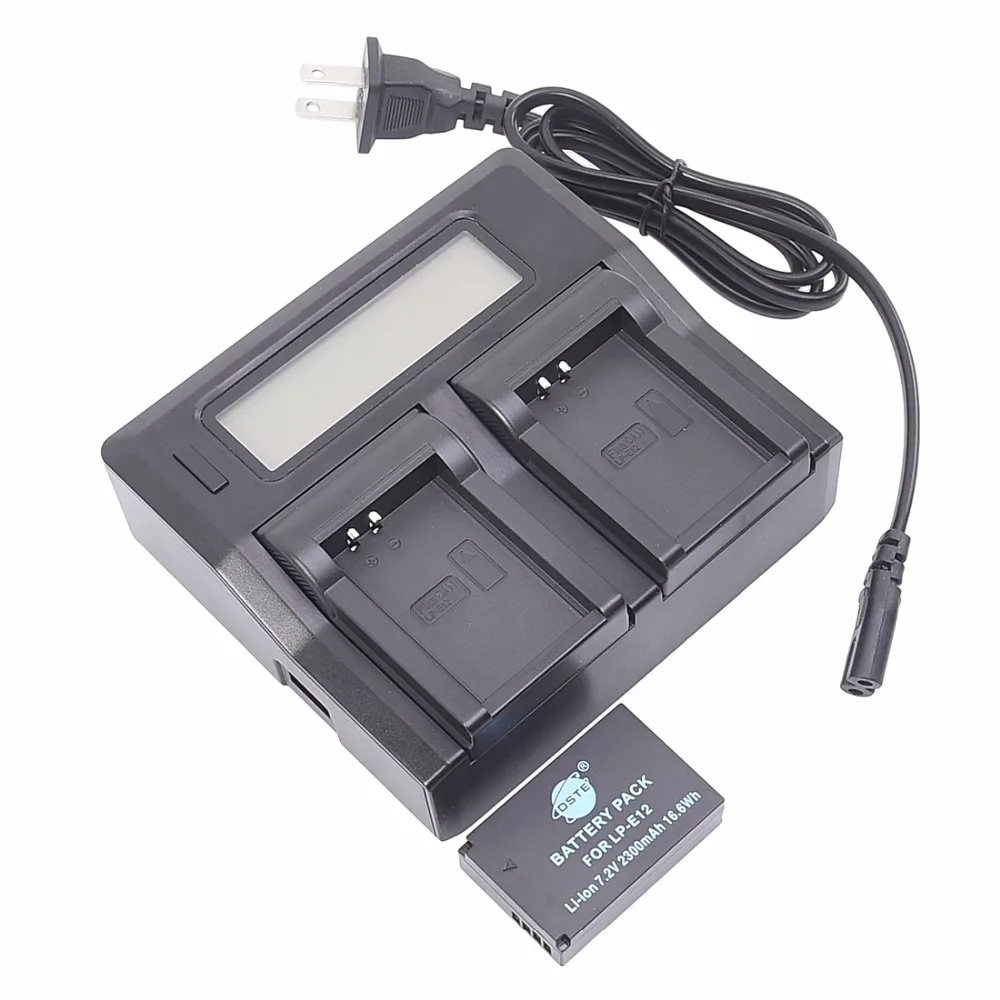 DSTE Li ion LP E12 Battery + 1.5A Dual Charger for Canon M 100D Kiss X7