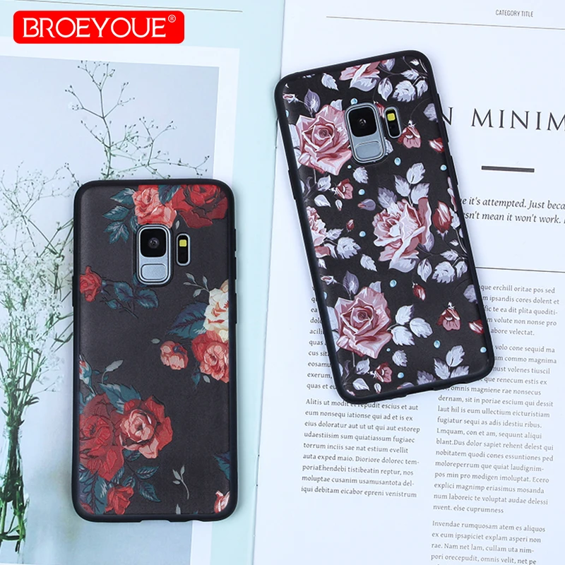 

BROEYOUE Half Wrapped Case For Samsung Galaxy A5 2016 S7 Edge S8 S9 Plus 3D Relief Soft TPU Flower Case For Galaxy A3 A7 2017