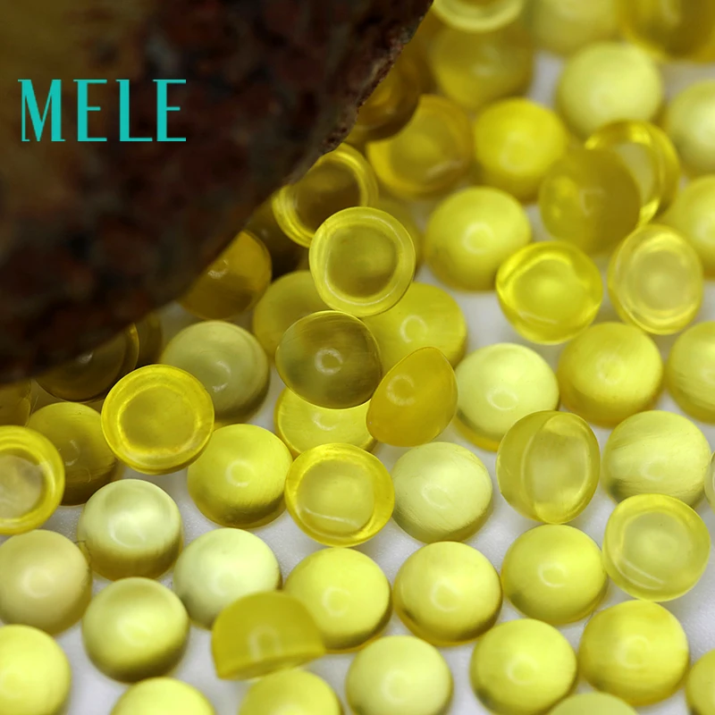 Natural golden yellow prehnite stone,4x4mm 0.35ct loose stone DIY stone matching Designer matching round for women