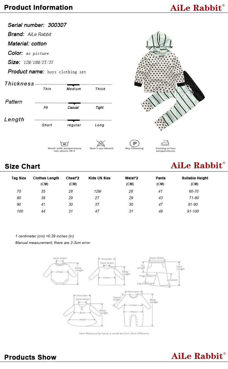 AiLe Rabbit/осенние комплекты для новорожденных мальчиков футболка с длинными рукавами и штаны 2 предмета толстовки с капюшоном с