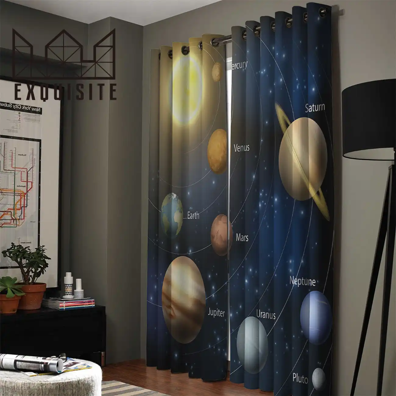 Exquisite House Solar System Planet Around The Sun Rotating Label